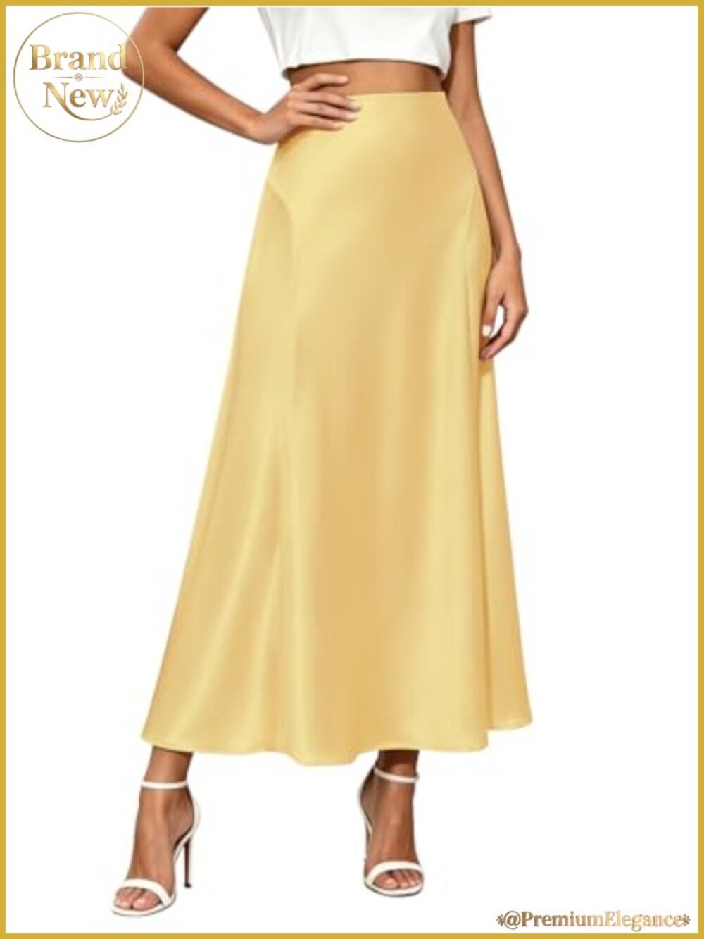 Womens Satin Silk Maxi Skirt A-Line Flowy High Waist Long Skirt